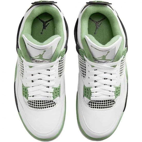 Reps AQ9129-103Air Jordan 4 Retro White Oil Green Dark Ash Jordan Shoes
