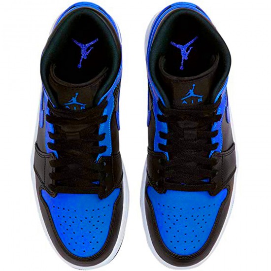 554724-077 Repsneakers Jordan 1 Mid Hyper Royal Tumbled Leather