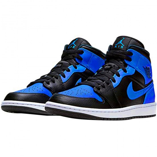 554724-077 Repsneakers Jordan 1 Mid Hyper Royal Tumbled Leather