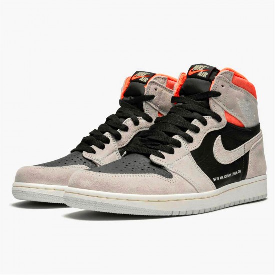 555088-018 Repsneakers Jordan 1 Retro High Neutral Grey Hyper Crimson