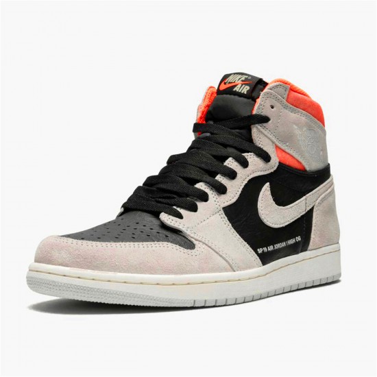 555088-018 Repsneakers Jordan 1 Retro High Neutral Grey Hyper Crimson