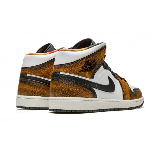 Nike Air Jordan 1 Mid SE (M) Orange Wear Away DQ8417-071 Shoes